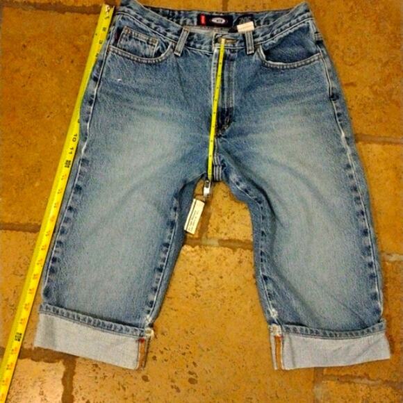 90s BONGO Jeans Capris Sz 9 Blue Cuffed 100% COTTON Preppy Coastal Vintage - Picture 12 of 14